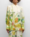 Alemais Constance Back Ribbon-tie Floral Silk Shirt In Cream