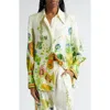 Alemais Constance Back Ribbon-tie Floral Silk Shirt In Cream