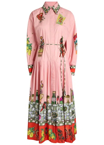 ALEMAIS ALEMAIS CONTESSA PRINTED COTTON MIDI SHIRT DRESS