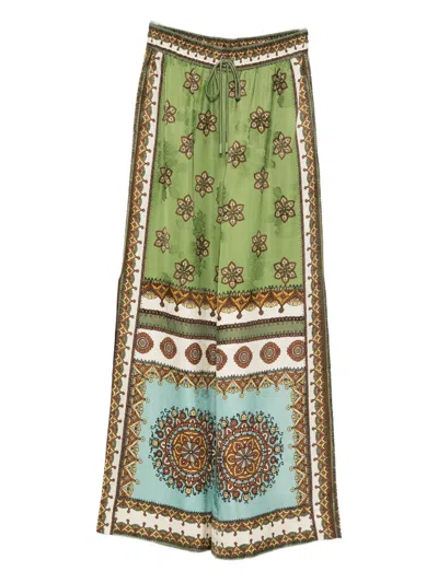 Alemais Contina Floral-print Trousers In Green