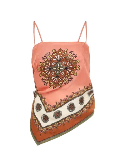 Alemais Contina Printed Satin-jacquard Top In Brown