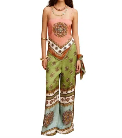 Alemais Contina Printed Satin-jacquard Top In Brown