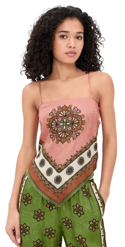 Alemais Contina Printed Satin-jacquard Top In Brown