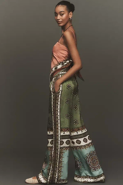 Alemais Contina Wide-leg Jacquard Pants In Green