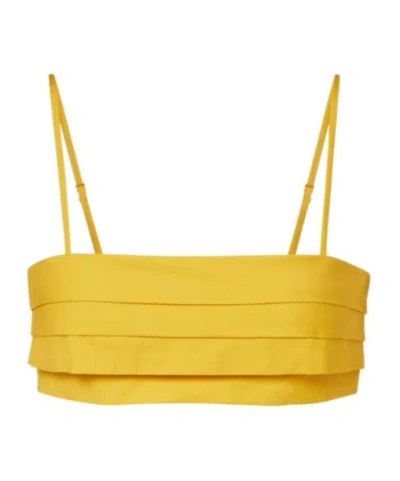 Alemais Cotton Crop Top In Yellow