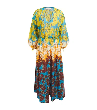 Alemais Cotton-silk Floral Splice Maxi Dress In Multi