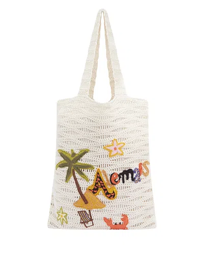 Alemais Cove Embroidered Crochet Tote In White