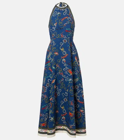 Alemais Cove Printed Halterneck Maxi Dress In Blue