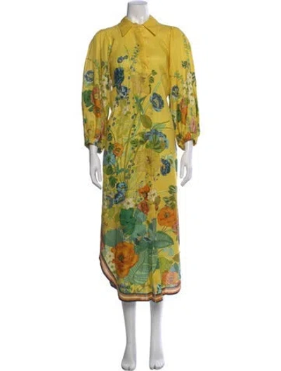 Pre-owned Alemais Cresida Shirt Dress Midi Length Dress In Yellow