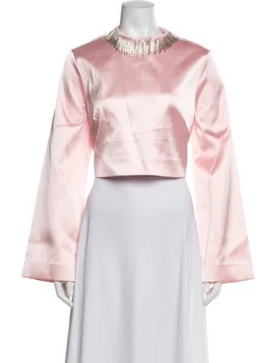 Pre-owned Alemais Crew Neck Long Sleeve Blouse In Pink