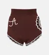 Alemais Alémais Crochet High-rise Wool-blend Micro Shorts In Brown