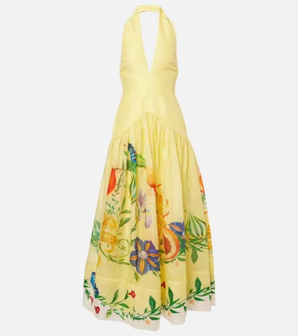 alemais yellow halter dress Almais Dahlia Halter Gown