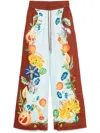 Alemais Womens Multi Dahlia Flower-print Wide-leg High-rise Linen Trousers In Light Blue