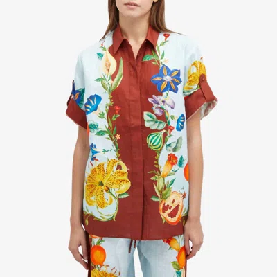 Alemais Dahlia Floral Linen Shirt In Multicolor
