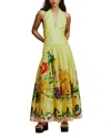 Alemais Dahlia Floral Print Halterneck Maxi Dress In Lemon