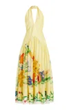 Alemais Dahlia Floral Print Halterneck Maxi Dress In Yellow