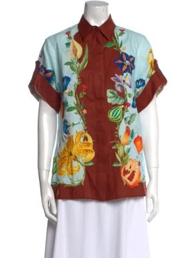 Pre-owned Alemais Dahlia Linen Blouse In Orange