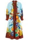 Alemais Dahlia Printed Cotton-blend Midi Shirt Dress In Multicoloured