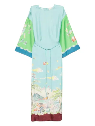 ALEMAIS ALEMAIS DARIA GRAPHIC-PRINT SILK MIDI DRESS