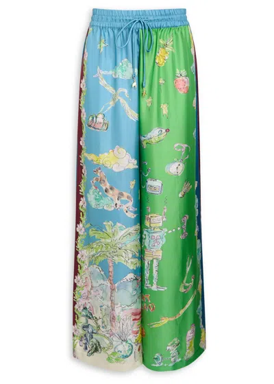Alemais Daria Printed Silk-twill Trousers