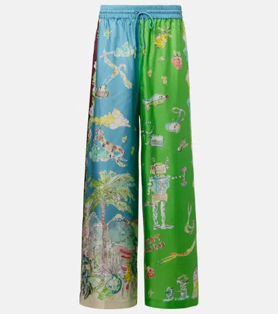 ALEMAIS ALÉMAIS DARIA PRINTED SILK WIDE-LEG PANTS