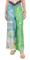 Alemais Womens Multi Daria Graphic-pattern Silk Trousers In Green