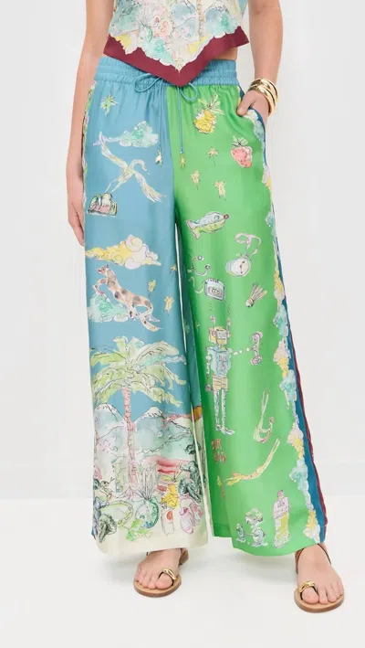 Alemais Daria Wide Leg Silk Pants In Multi In White