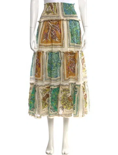 Pre-owned Alemais Delphine Tiered Skirt Midi Length Skirt In Neutral