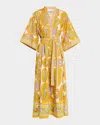 Alemais Diana Printed Belted Cotton Midi Dress In Multi