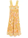 Alemais Diana Printed Cotton Midi Dress In Orange