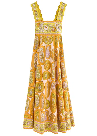 Alemais Diana Printed Cotton Midi Dress In Multicoloured