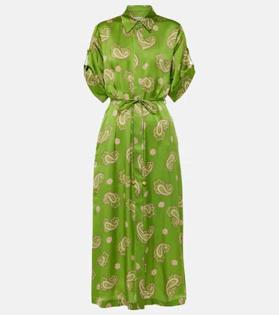 Alemais Dice Paisley Silk Shirt Dress In Green | ModeSens