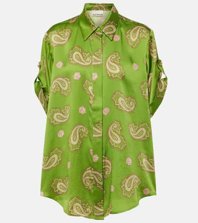 Alemais Dice Paisley Silk Shirt In Green