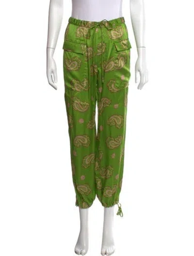 Pre-owned Alemais Dice Silk Pants Wide Leg Pants In Green