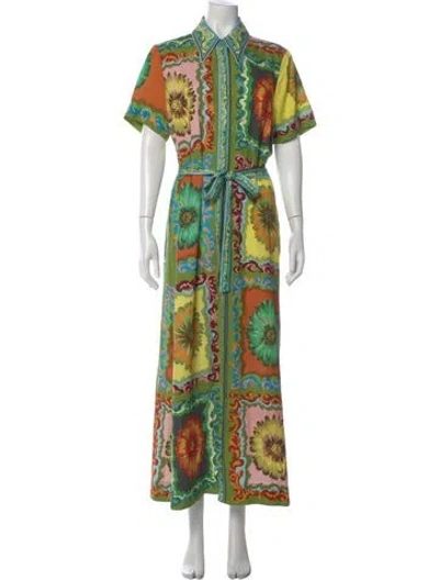Pre-owned Alemais Disco Daisy Long Dress In Green