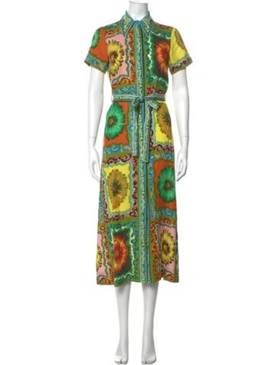 Pre-owned Alemais Disco Daisy Long Dress In Green