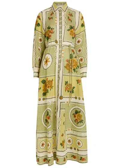 Alemais Dixie Printed Ramie Maxi Shirt Dress In Multi