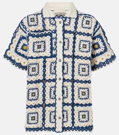 Alemais Alémais Dolly Crochet Cotton Shirt In Blue