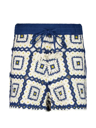 Alemais Dolly Crocheted Cotton Shorts In Multi
