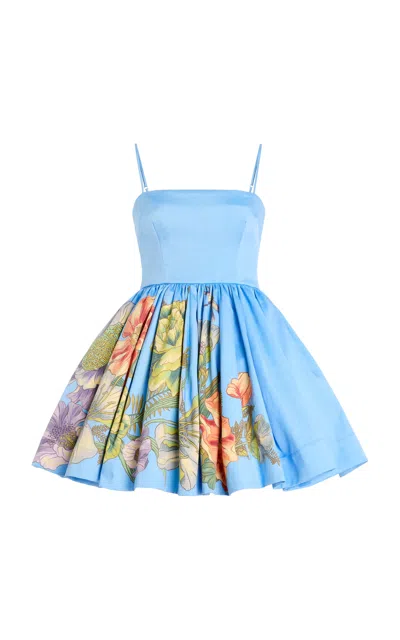 Alemais Donata Printed Poplin Mini Dress In Blue