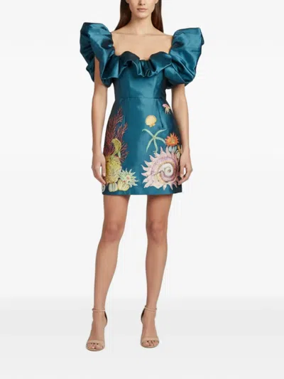 Pre-owned Alemais Dorian Midi Dress In Blue