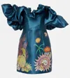 Alemais Dorian Printed Ruffled Minidress In Blau