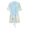 Alemais Linen Printed Dress In Blue