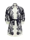 Alemais Womens Navy Mickey Belted Linen Mini Dress In White