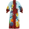 Alemais Dahlia Printed Cotton-blend Midi Shirt Dress In Blue