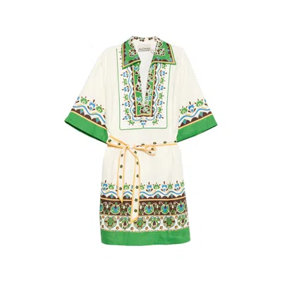 Alemais Bridgette Graphic-print Belted Mini Dress In Green