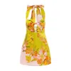Alemais Silas Floral-print Linen Minidress In Yellow