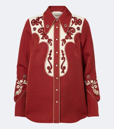 Alemais Alémais Duke Embroidered Wool-blend Shirt In Red