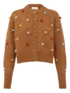 Alemais Elia Pompom Cardigan In Brown