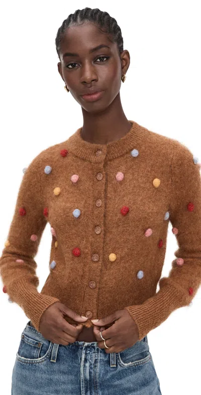 Alemais Elia Tobacco Cropped Cardigan Tobacco In Brown